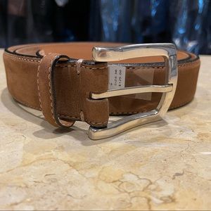 NWT Hickey Freeman Suede Brown Leather Belt Men 36